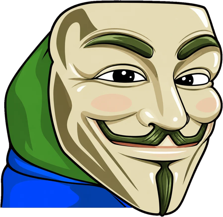 Pepe the Frog wearing a Guy Fawkes mask — Pepe Anonymous, the zPepe mascot